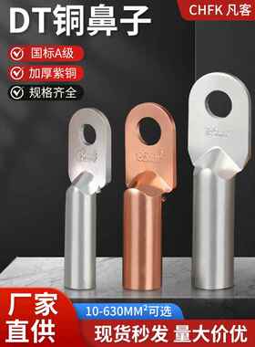 Dt铜鼻国家标准10/16/25/35方铜镀锡端子座防油铜连接器线耳和鼻