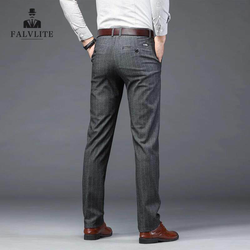 FALVLITE2025春秋季新款商务西裤高端男士直筒条纹裤子宽松休闲裤