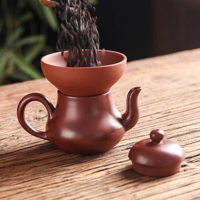潮州原矿朱泥手工紫砂壶导茶入壶投茶器功夫茶道配件圆形茶叶漏斗