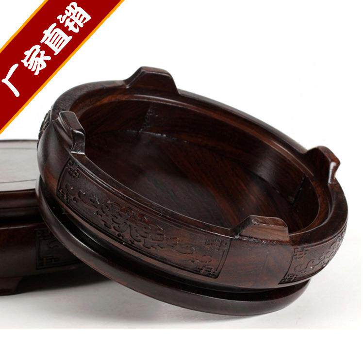 实木奇石托盘花盆仿古陶瓷工艺品底圆形花瓶底座花瓶石头木托摆件