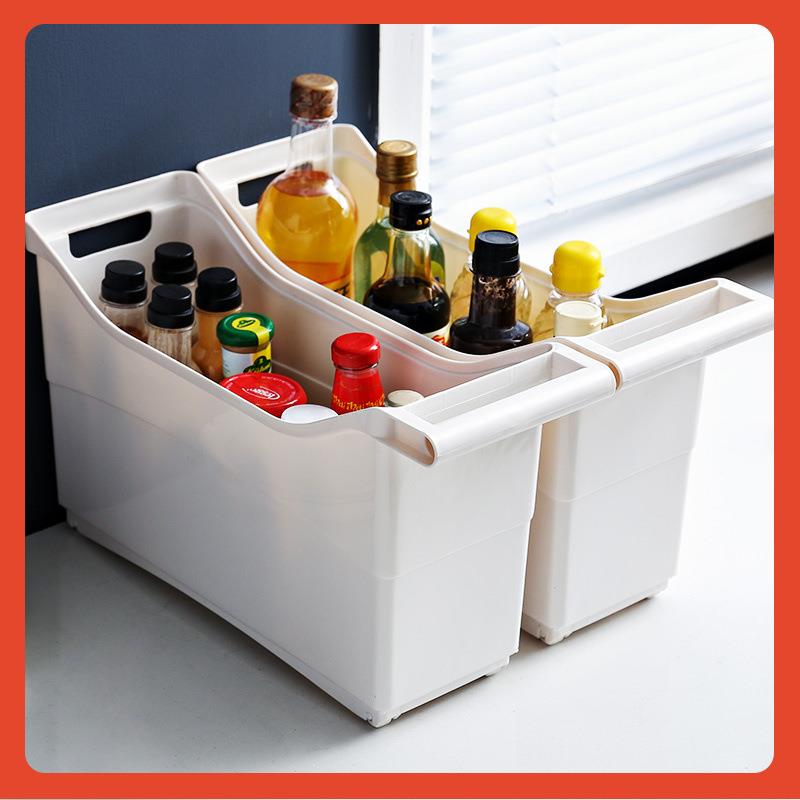 2个窄款厨房收纳盒调味料家用用品大全多功能缝隙夹缝储物柜带轮