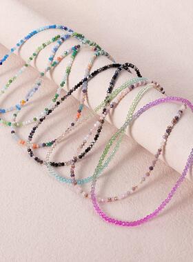 Colorful necklace for women欧美跨境新女短款颈炼 炼 彩色米珠