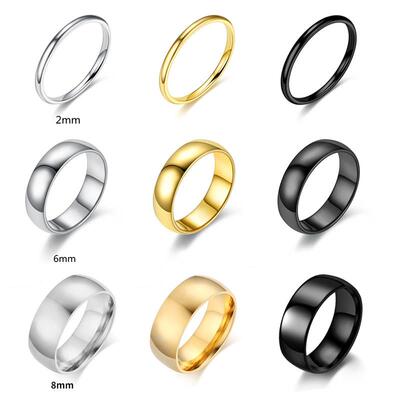 2/4/6/8/12/MM Fashion Stainless Steel Ring Wholesale Laser