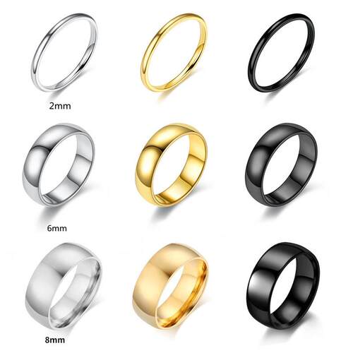 2/4/6/8/12/MM Fashion Stainless Steel Ring Wholesale Laser