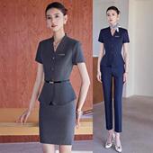 女气质美容院珠宝店工作服酒店前台接待工装 夏季 套装 职业西装 短袖