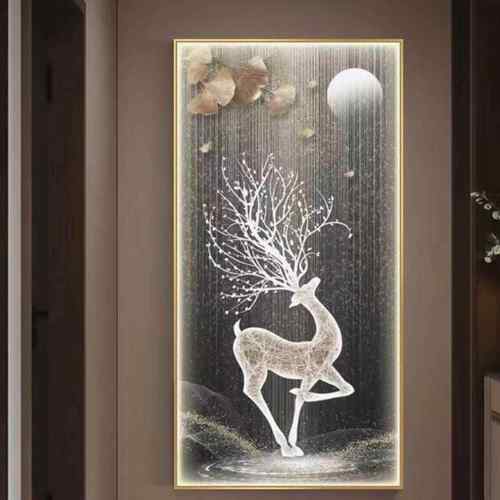 户画玄关装饰轻奢走高端MY-07300廊过道挂画寓意好进门正对墙画麋