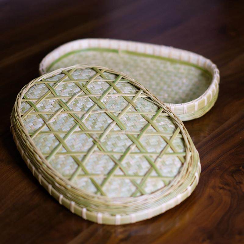 纯手工精编竹编水果筐 精编馒头筐竹制收纳筐 复古面包筐竹茶具篮