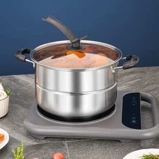 不锈钢加厚家用复合钢蒸锅 炖汤锅厂家直销批发 加深加高多用蒸锅