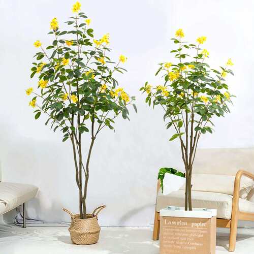 高级仿真绿植茉莉花树盆栽摆件室内假花造景人造植物