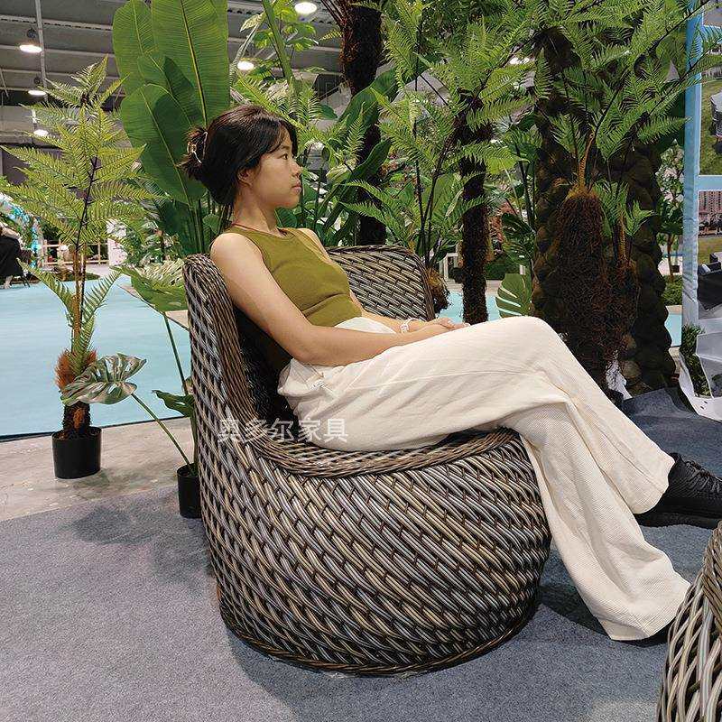户外藤编沙发庭院花园阳台休闲懒人沙发圆床民宿现代简约双人沙发