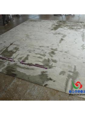 新式绿色抽PSX象水发墨样板房客厅中茶几沙地画毯大厅接待室酒店