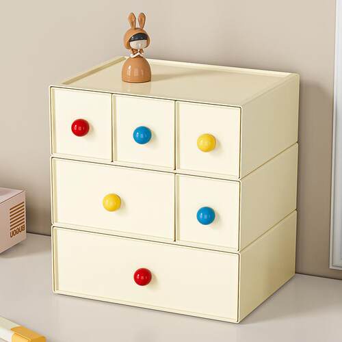 多巴胺桌面收纳柜抽屉式学生书桌文具储物盒皮筋发夹饰品整理盒