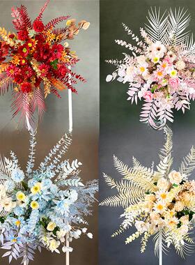 新婚礼水仙点人造花丝绸花路领花舞台插花婚礼大厅背景花盆花