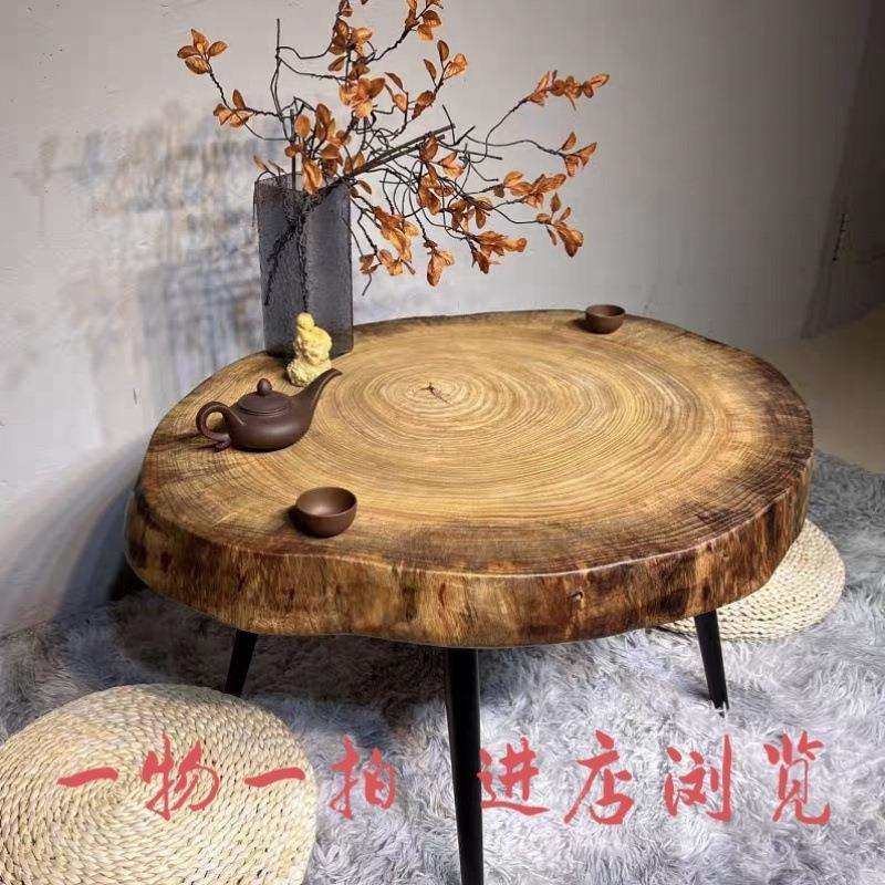 香樟木小茶桌实木年轮小桌客厅茶几休闲民宿茶几办公室茶台