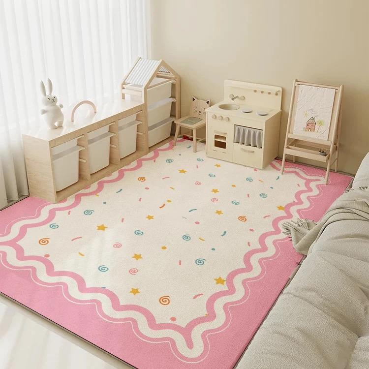 奶油可爱卧室床边少女地毯ins房间仿羊绒地垫加厚客厅沙发茶几毯