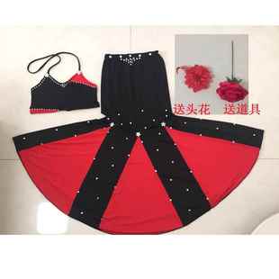 新款 长裙 族舞蹈傣服女儿花剧目演服黑腰出色艺考舞蹈服装