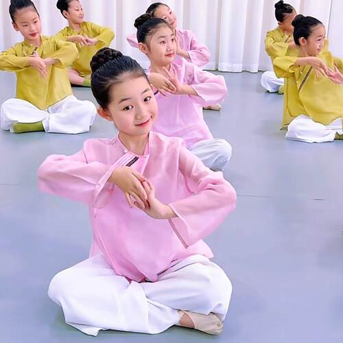 儿童新款演出服立春舞蹈服女童古典舞中国舞练功服飘逸纱衣表演服