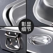 I9AT特厚不锈钢方盆长方形方盘带把手商用大号餐盆带提手装 菜盆炸
