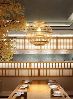 新款直销中式竹艺竹编吊灯 餐厅饭店藤艺编织鱼线型吊灯