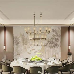 餐饮包厢吊灯金属后现代简约餐厅包间灯饰中式创意轻奢饭店灯