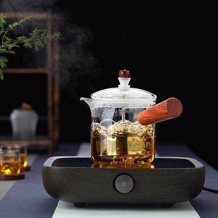 新羽玻璃茶壶可提拉不器锈钢内煮茶实木侧把泡15茶壶陶炉胆电煮茶