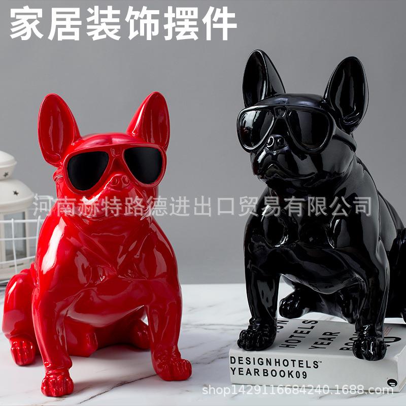 墨镜狗摆件犬北欧简约轻奢风创意家居饰品摄影道具橱窗摆件狗模特