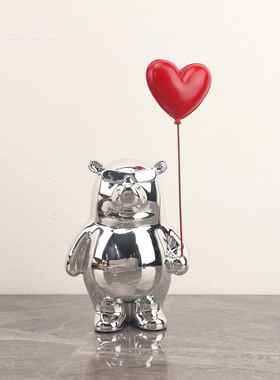 现代简约房心气爱球熊摆件婚样板房客厅玄关儿0392童家居桌面礼装