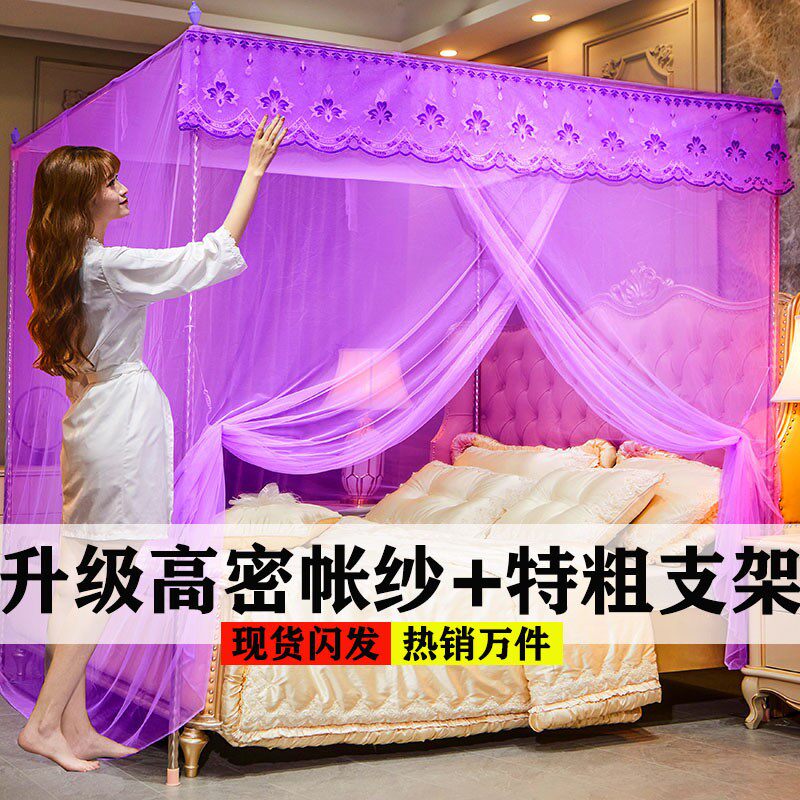 单蚊帐加密1.5m米1.2m1.8m米1m床双人家用公主风单开门新款纹帐子