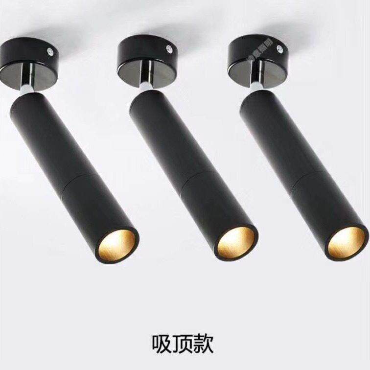 店铺装饰轨道吊灯外壳黑色金色白色铝材长筒LED吊线灯轨道灯套件