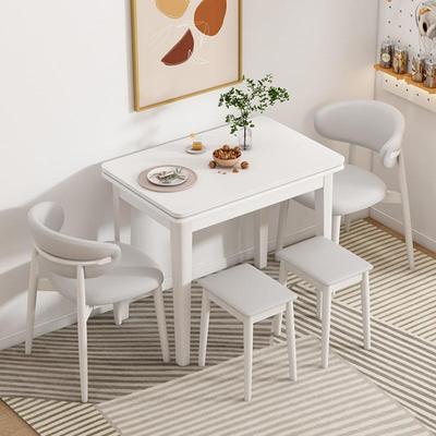 实木小户型岩板可折叠餐桌椅多功能伸缩餐桌椅简易家用桌子长方形