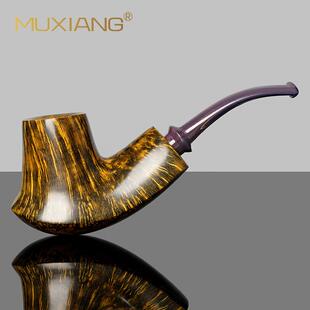 木香MUXIANG石楠木手工烟斗军插款 烟具热销 硫化橡胶嘴男士