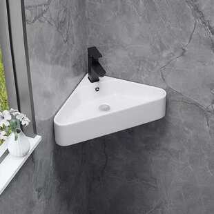 三角盆转角洗手盆直角洗手盆迷你挂墙洗脸盆角落台盆三角形陶瓷盆