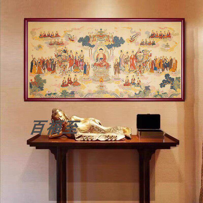 唐卡挂画佛祖说法图佛系全佛图像藏式佛堂装饰画释迦牟尼书房壁画
