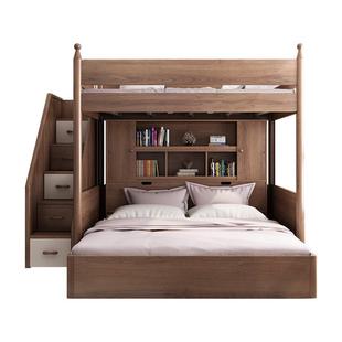 交错式上下床错位型高低床带书桌衣柜小户型上床下桌下空高架床