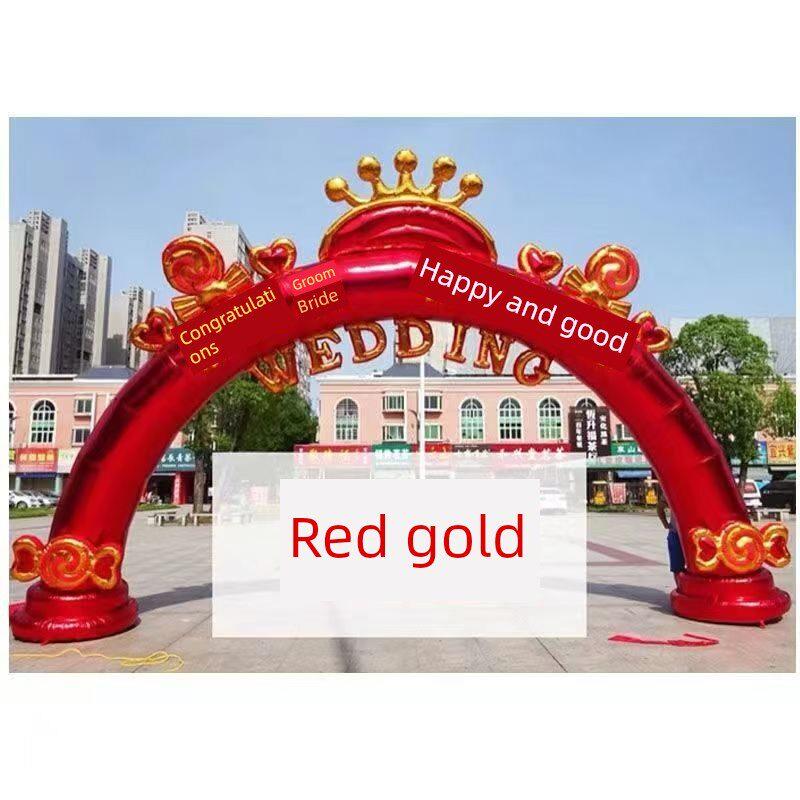 红金新婚礼充气拱门开幕庆典充气模型婚礼道具彩虹门充气拱门婚礼
