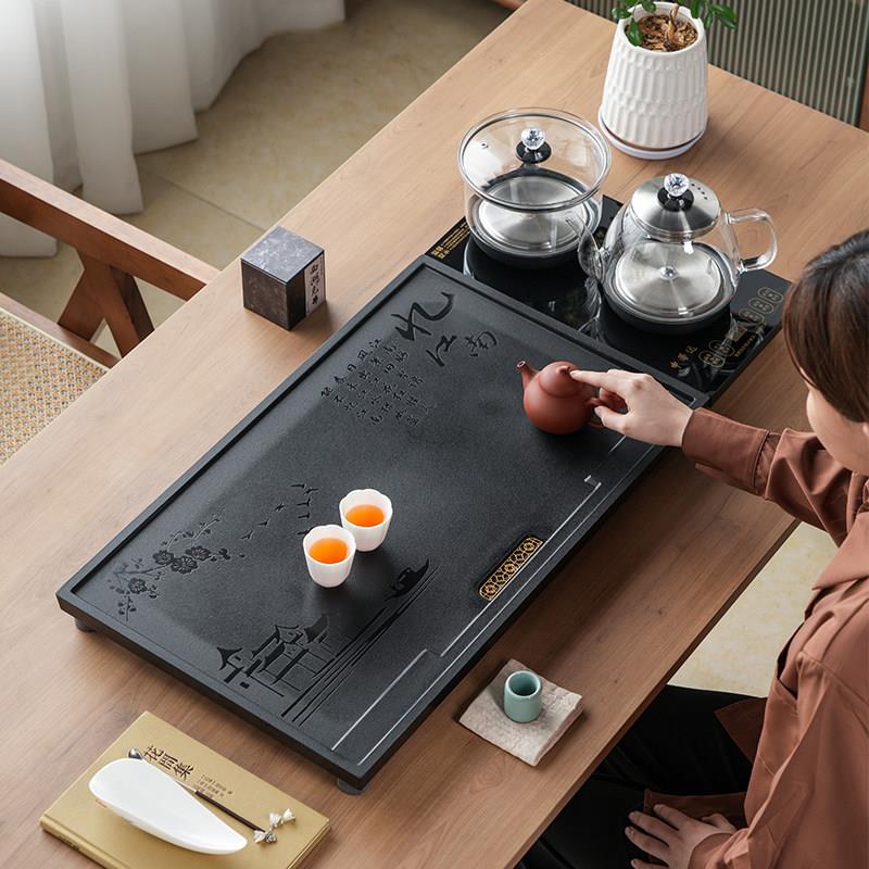2026新款乌金石茶盘茶具套组办公家用客厅自动烧水壶石头茶台全套