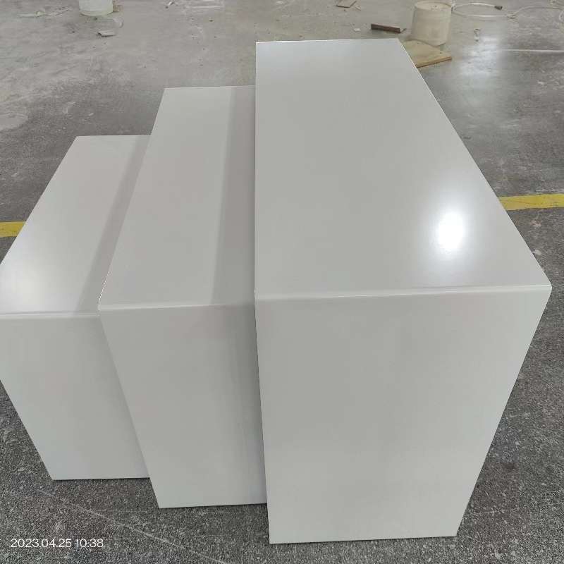U型白色烤漆流水臺展示臺方臺圓臺中島柜高低桌展示架體驗桌定制