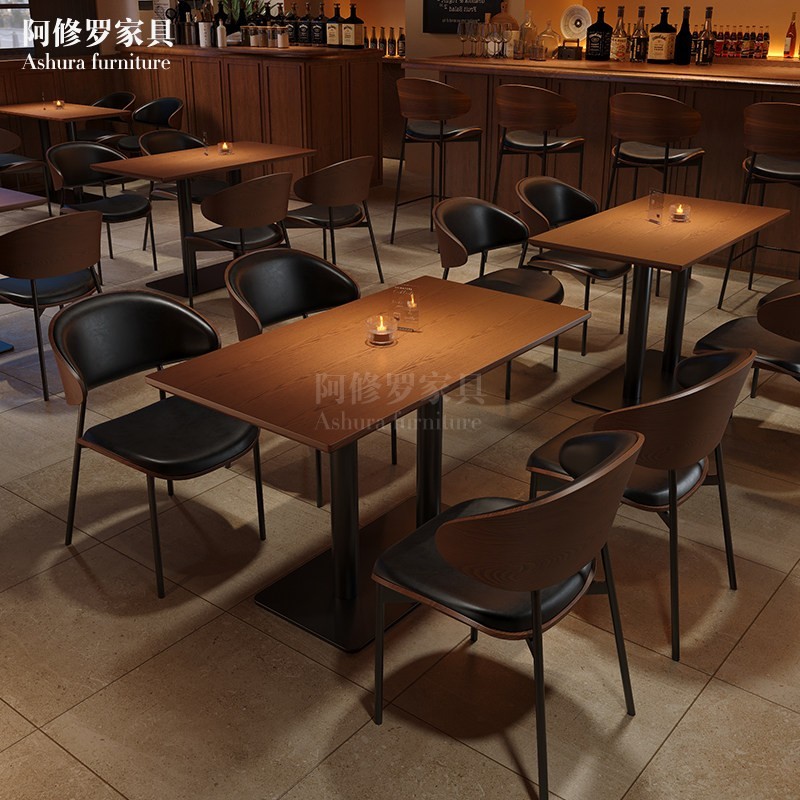 复古风酒吧酒馆清吧西餐厅茶楼卡座咖啡烧烤店接待休息区桌椅组合