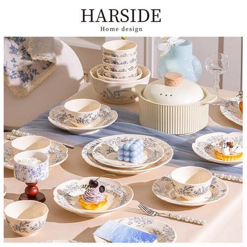 HARSIDE 碗碟套装家用2025新款高档高颜值陶瓷餐具套组碗盘乔迁