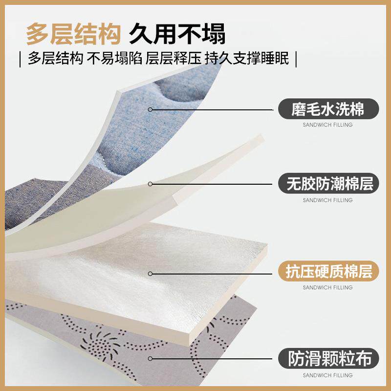 磨毛水洗棉床垫加厚保暖软垫宿舍学生单人铺底可折叠四季通用床垫