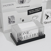 新款 奶油色纸巾洗脸抽盒奢亚克收纳盒巾纸高档客厅盒2023力轻