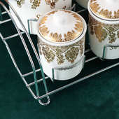 潮州厂家陶瓷储物罐烤花厨房七件套收纳罐直身大容量香料罐密封罐