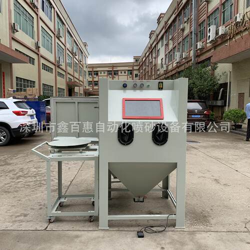 推车转台式手动喷砂机硅胶模具清理喷砂机钢圈模具手动转盘喷砂机