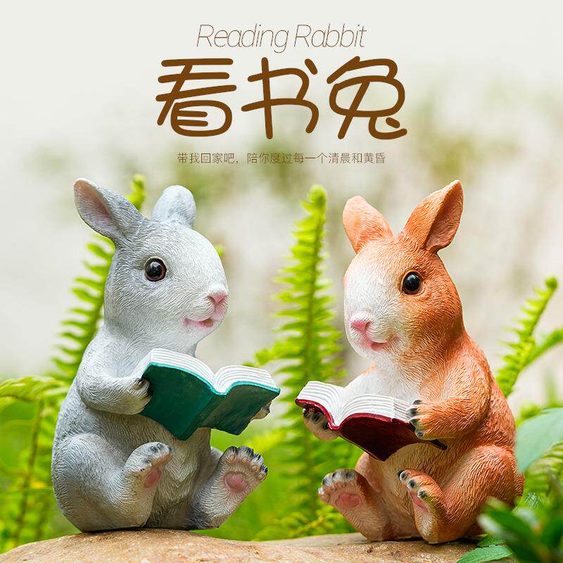 树脂工艺品可爱卡通仿真兔子花园庭院户外创意小动物微景观造景
