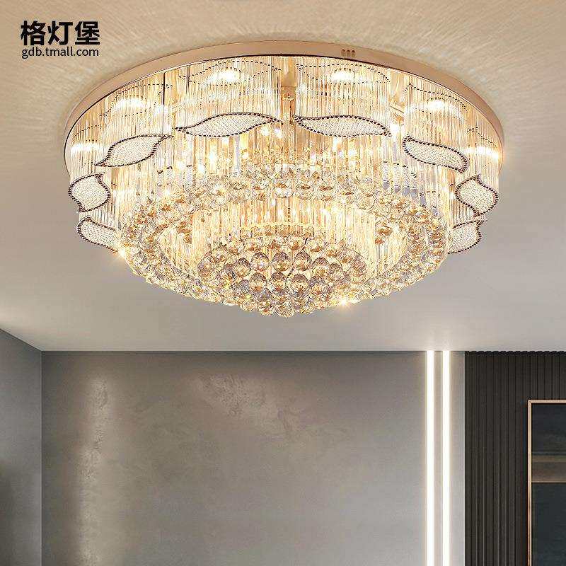 水晶灯客厅灯大灯现代简约大气金色led吸顶灯卧室餐厅灯灯饰灯具