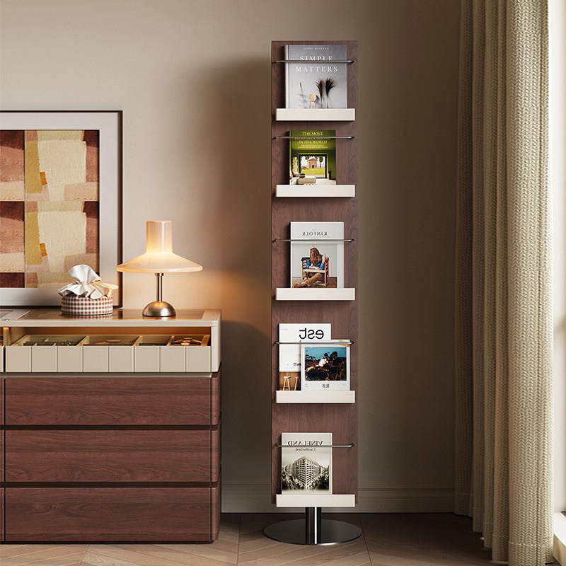 旋转书架360度书柜书报架落地置物架杂志架立式落地转角实木书架