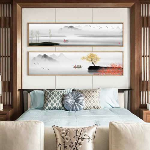 现代卧室酒店装饰画新中式客厅挂画中国风沙发背景墙风景山水壁画