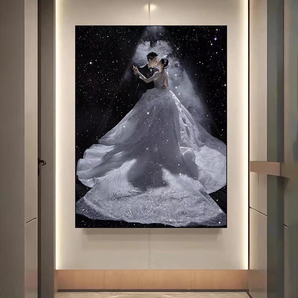 高级感结婚礼物婚纱照玄关大相框画框窄边金属相框挂墙照片定制