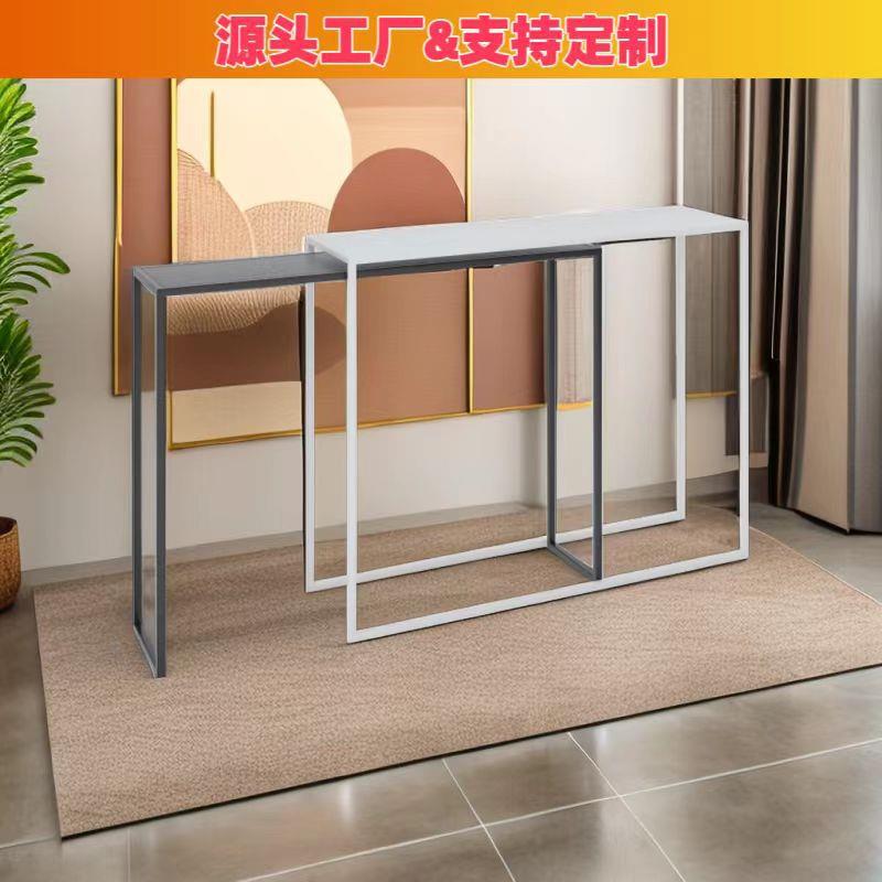 现56代铁艺靠走墙廊玄缩关架可伸气暖片长条桌子组合吧台简约置物