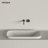 台中盆半嵌入式 陶瓷家用洗手盆长方形平底加深大容量化妆室洗脸盆